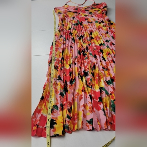 Nanette Lepore Floral Pink Print Pleated Midi Dress Women's Size 10 New - Picture 9 of 12